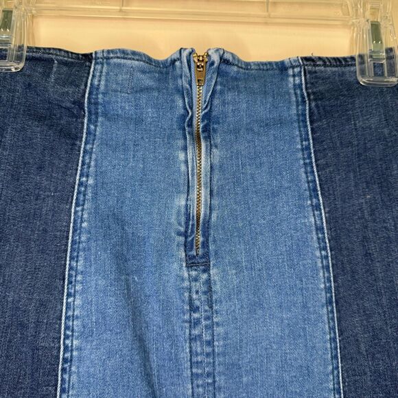 PACSUN woman's size 27 contrast color block denim stretch mini skirt - Picture 4 of 7